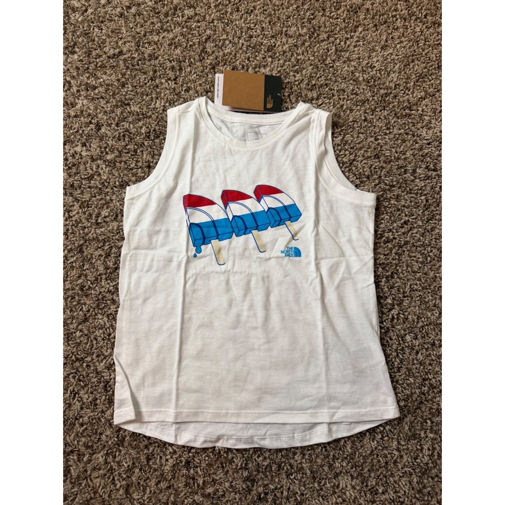 The North Face Kids White Popsicle Graphic Sleeveless Tank Top Shirt NWT